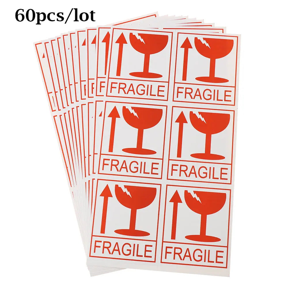 fragile stickers on a sheets