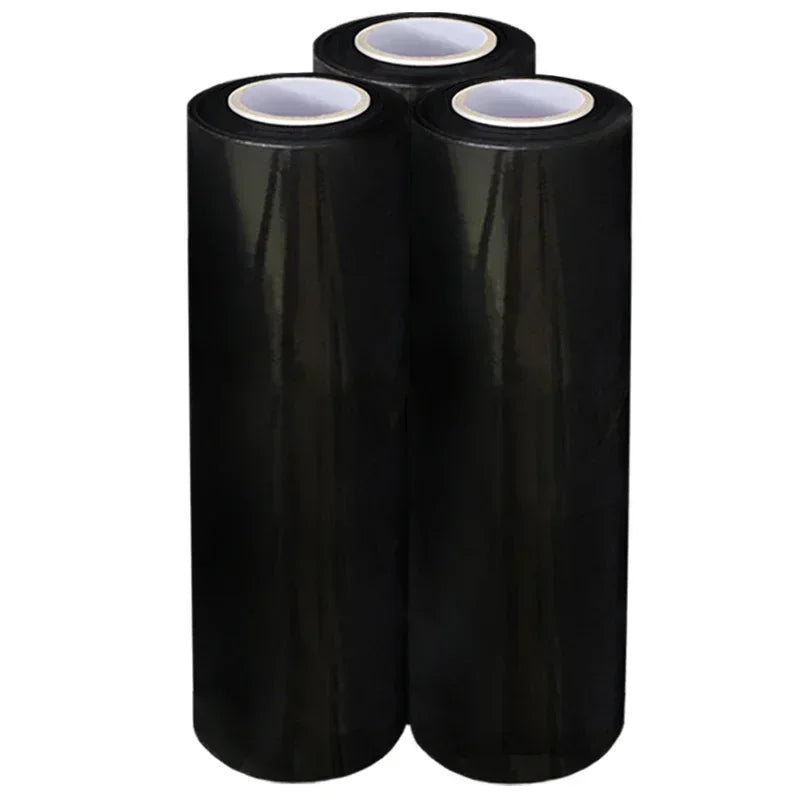 3 rolls of black stretch wrap