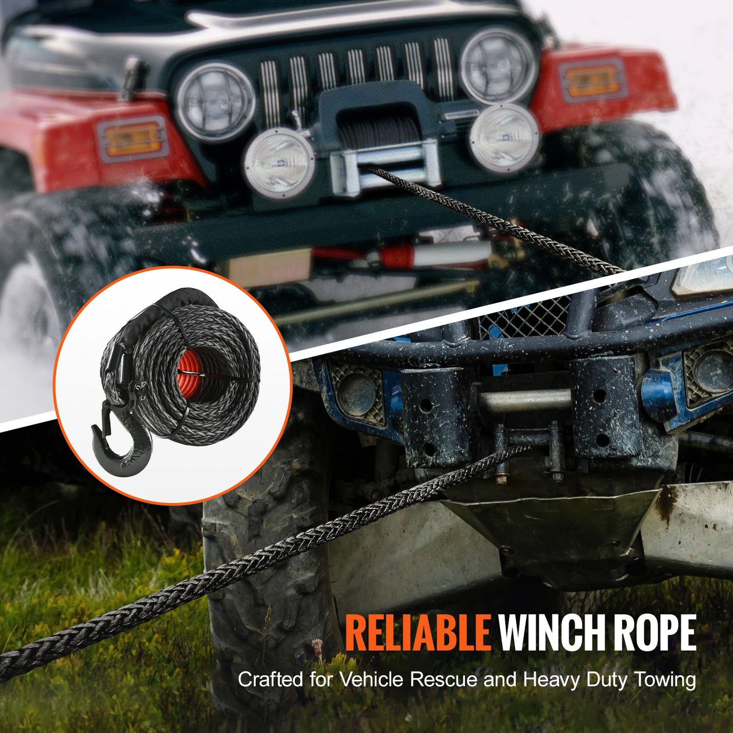 VEVOR 26,500/32,000lb Synthetic Winch Rope