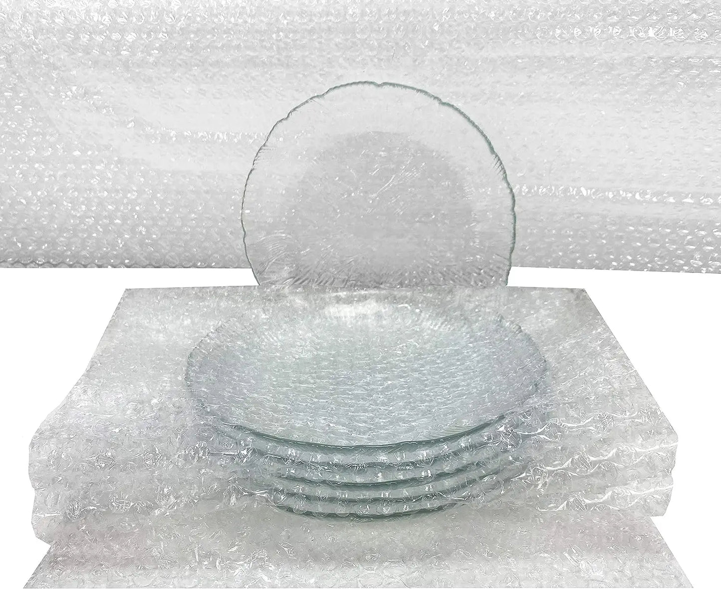 bubble wrap over a tack of plates