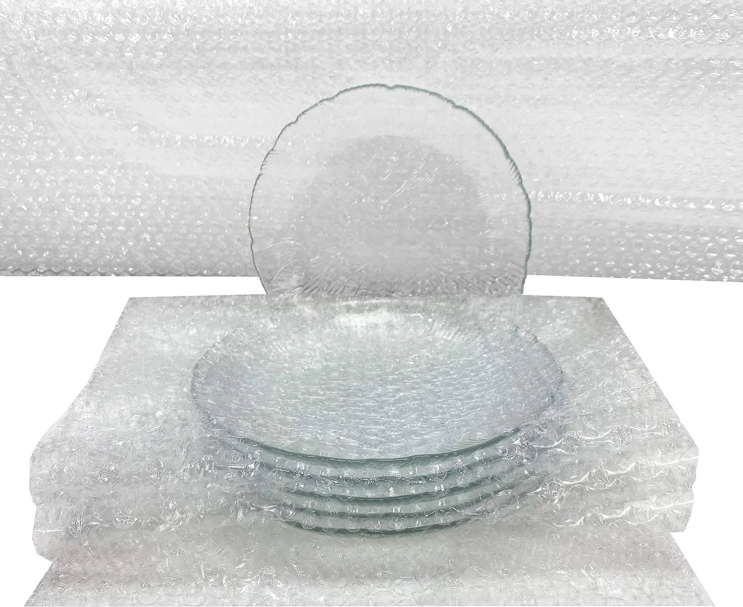 bubble wrap over a tack of plates